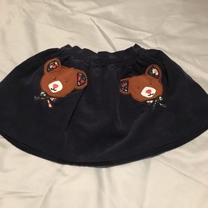 Mini Boden corduroy skirt bear 2T 3T appliqué EUC